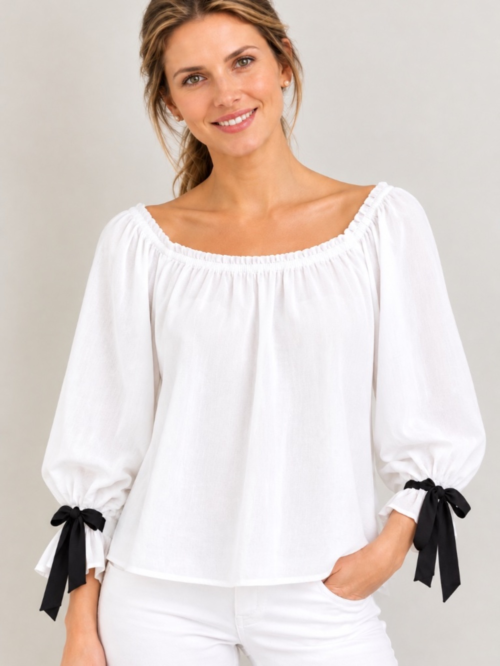 White off-shoulder top